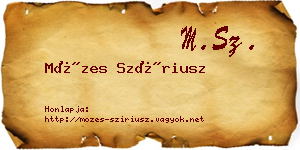 Mózes Szíriusz névjegykártya